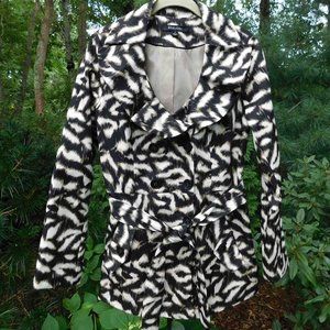 Darjoni Stylish Belted Jacket with Ruffled Collar